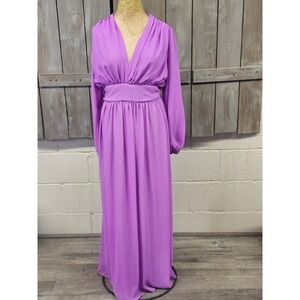 Vintage 1970's Joy Stevens V-neck Maxi‎ Dress Purple size 10